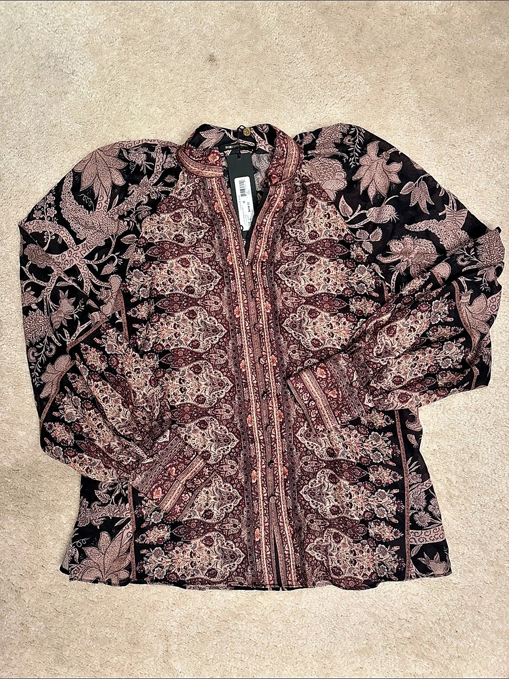 Kobi Halperin Solace Blouse Floral Black & Pink XS